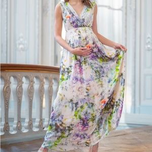 Seraphine floral silk maternity maxi dress